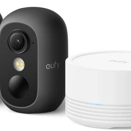 eufy Security eufyCam C35 2 Pack with HomeBase Mini, Wireless Security Indoor/Outdoor Camera, Magnetic Mount, Colour Night Vision, Subscription-Free On-Device Storage, IP67, Facial Recognition, White