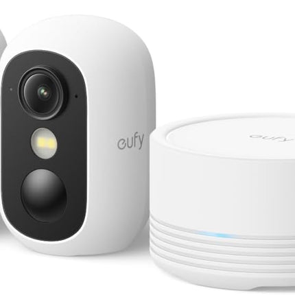 eufy Security eufyCam C35 2 Pack with HomeBase Mini, Wireless Security Indoor/Outdoor Camera, Magnetic Mount, Colour Night Vision, Subscription-Free On-Device Storage, IP67, Facial Recognition, White
