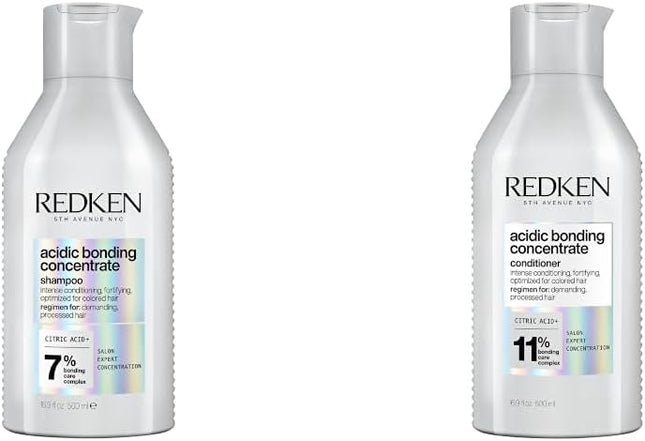 Redken Acidic Bonding Concentrate 2-Piece Bundle for Damaged Hair, Sulfate-Free Shampoo and Conditioner 300ml