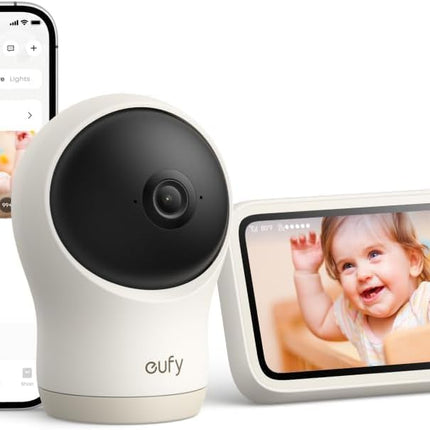 eufy Baby Monitor C10 with 2K HD Camera, 4.5" 480p Display, 4× Zoom, Pan-Tilt, Night Vision, Hybrid Wi-Fi & No Wi-Fi Connection, 12 H Battery, Motion, Cry, Noises, Temperature Alters, 2-Way Talk, VOX