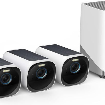 eufy Security eufyCam 3 3-Cam Kit, Security Camera Outdoor Wireless, 4K Camera with Integrated Solar Panel, Forever Power, Face Recognition AI, Expandable Local Storage up to 16TB, No Monthly Fee
