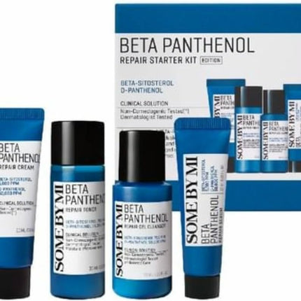 Some By Mi Beta Panthenol Repair Starter Kit | Korean Set of 4 Travel kit | Includes Gel Cleanser 30ml + Toner 30ml + Serum 10ml + Cream 20ml