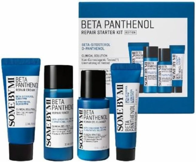 Some By Mi Beta Panthenol Repair Starter Kit | Korean Set of 4 Travel kit | Includes Gel Cleanser 30ml + Toner 30ml + Serum 10ml + Cream 20ml