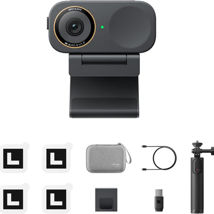 حزمة Insta360 Link 2C Pro Get Set – كاميرا ويب بدقة 4K لأجهزة الكمبيوتر الشخصية/Mac، مستشعر 1/1.3 بوصة، أداء مذهل في الإضاءة المنخفضة، تأطير تلقائي، HDR، ميكروفونات بخاصية إلغاء الضوضاء الاتجاهية، تدعم Stream Deck، Zoom، Teams