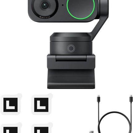 كاميرا الويب Insta360 Link 2 Pro AI بدقة 4K ومستشعر 1/1.3 بوصة، وتتبع بالذكاء الاصطناعي وتأطير تلقائي، وميكروفونات مزدوجة مع تقليل الضوضاء، وتحكم بالإيماءات، للبث المباشر ومكالمات الفيديو - أسود جرافيتي