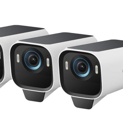 eufy Security eufyCam S3 Pro 4-Cam kit Solar Security Camera Outdoor Wireless, Colour Night Vision, 4K Resolution, Forever Power 2.0, Face Recognition AI, Expandable Local Storage