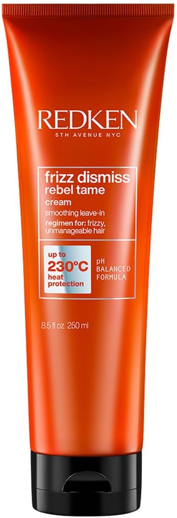 Redken Frizz Dismiss Rebel Tame Heat Protective Leave-In Hair Cream | 250ml Professional sulfate-free heat protective leave-in cream for frizzy hair, moisturizes, detangles & protects hair to 230C