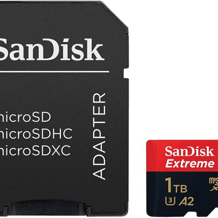 بطاقة SanDisk Extreme PRO microSD UHS-I بسعة 512 جيجابايت للفيديو بدقة 4K على الهواتف الذكية وكاميرات الحركة والطائرات بدون طيار، سرعة قراءة 200 ميجابايت/ثانية، سرعة كتابة 140 ميجابايت/ثانية، SDSQXCD-512G-GN6MA، أحمر/أسود