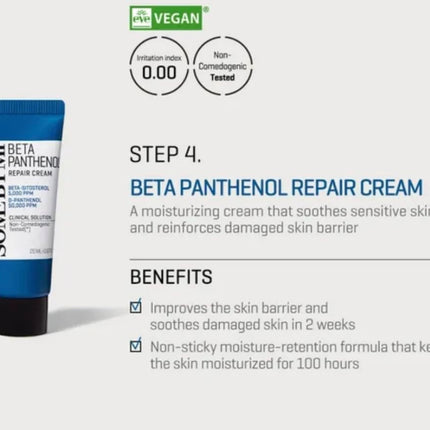 Some By Mi Beta Panthenol Repair Starter Kit | Korean Set of 4 Travel kit | Includes Gel Cleanser 30ml + Toner 30ml + Serum 10ml + Cream 20ml