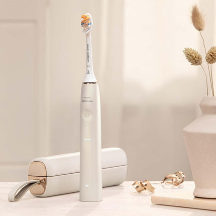 Philips Sonicare Prestige 9900 Our Most Advanced Electric Toothbrush HX9992/11 with SenseIQ All-in-One Brush Head Artificial Intelligence in The Philips Sonicare App Colour: Champagne.
