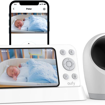 eufy Baby Monitor E21 with 4K Camera, Hybrid Wi-Fi and No Wi-Fi Connection, App and Monitor Control, Ultra-Clear Night View, Pan-Tilt, 8× Zoom, Portable Camera with Built-In Battery, ANR, Smart Alerts