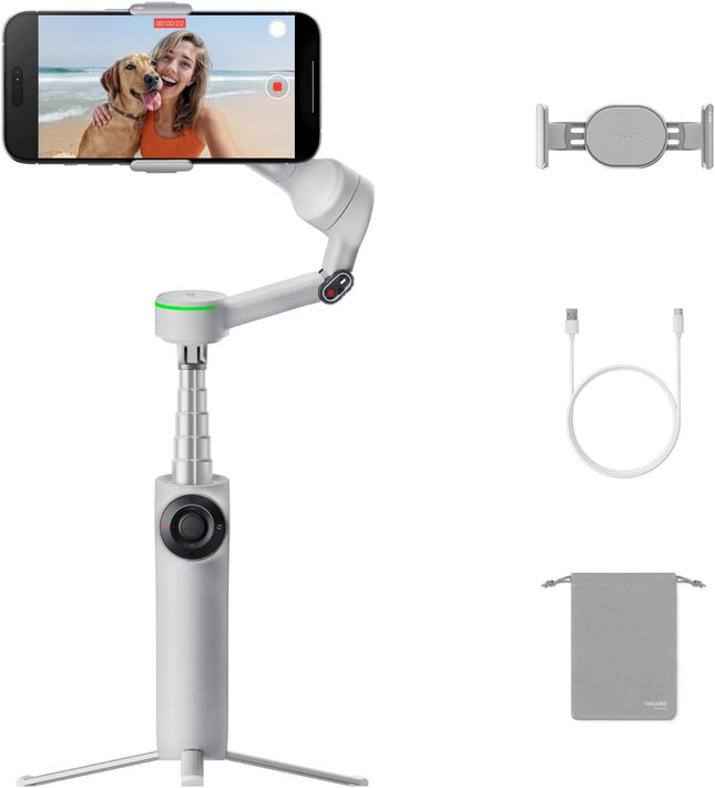 Insta360 Flow 2 Pro رمادي - مانع اهتزاز للهاتف لأجهزة ايفون/اندرويد