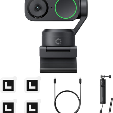 Insta360 Link2 Tripod Bundle 2.0-كاميرا ويب PTZ بدقة 4K للكمبيوتر/الماك، مستشعر 1/2 بوصة، تتبع بالذكاء الاصطناعي، HDR، ميكروفون إلغاء الضوضاء بالذكاء الاصطناعي، التحكم بالإيماءات للبث المباشر، مكالمات الفيديو، الألعاب، تعمل مع Zoom و Teams و Twitch