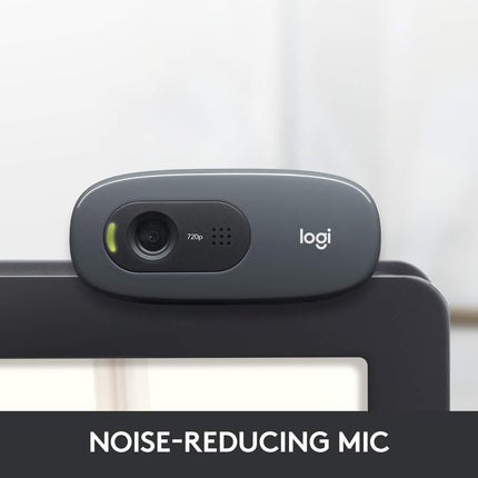 كاميرا الويب Logitech C270 بدقة 3 ميجابكسل 1280 × 720 بكسل USB 2.0 أسود - كاميرات ويب (3 ميجابكسل، 1280 × 720 بكسل، 720p، USB 2.0، أسود، مشبك)