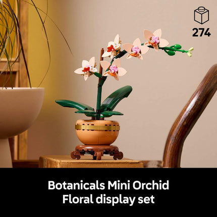 LEGO Botanicals Mini Orchid 10343 Artificial Flowers, Terracotta-Style Flowerpot, Set for Adults, Home Decor, DIY Gift Idea, 274 Pieces