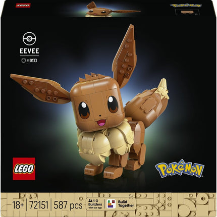 LEGO Pokémon Eevee 72151 Building Set for Adults, Anime Model Kit with Posable Limbs & Tail, DIY Room Decor, Collectible Gaming Gift, 587 Pieces
