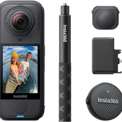 حزمة Insta360 X4 Air Creator - كاميرا 360 8K خفيفة الوزن 165 جرام، عصا سيلفي غير مرئية، عدسات قابلة للاستبدال، صوّر أولاً ثم أعد التأطير لاحقًا، واقي رياح مدمج، تثبيت FlowState، تطبيق مدعوم بالذكاء الاصطناعي