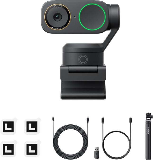 حزمة Insta360 Link 2 Pro Creator - كاميرا ويب PTZ بدقة 4K لأجهزة الكمبيوتر الشخصية/Mac، مستشعر 1/1.3 بوصة، إضاءة منخفضة، تتبع بالذكاء الاصطناعي، HDR، ميكروفونات اتجاهية بخاصية إلغاء الضوضاء، تعمل مع Stream Deck، وZoom، وTeams، وTwitch للاجتماعات.
