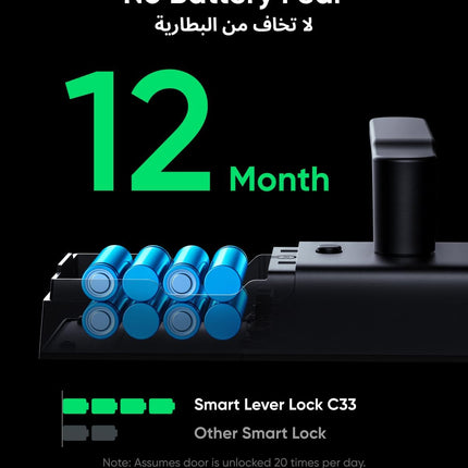 eufy Security Smart Lever Lock C33, Keyless Fingerprint Door Lock with Lever, Integrated Wi-Fi, Remote Control via App, Biometric Entry Knob, Auto-Locking, IP53 Waterproof, Nickel (2025 New Version)