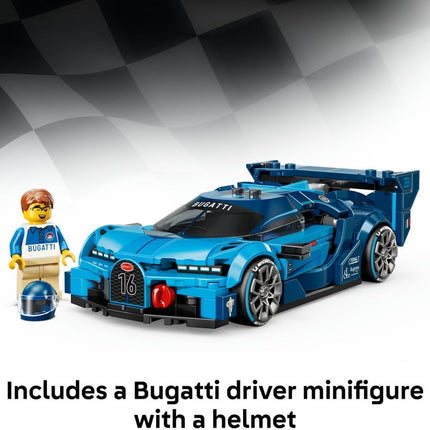LEGO Speed Champions Bugatti Vision GT Hyper Sports Car 77253 Race Car Toy, Collectible Driver Minifigure, Gaming Model Kit, Gift for 9+ Year Old Boys & Girls, 284 Pieces