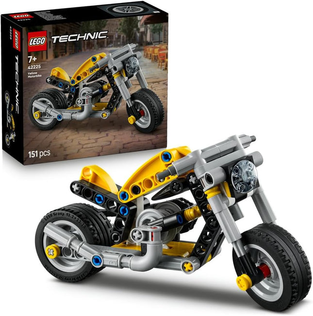 LEGO Technic Yellow Motorbike 42225 Motorbike Model Kit, 3-Piston Engine, STEM Building Set for Kids, Gift for 7+ Year Old Boys & Girls, 151 Pieces