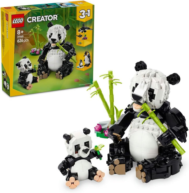 LEGO Creator 3in1 Wild Animals: Panda Family 31165 Panda Family Transforms into Penguins or Orca, Animal Toys, Gift for 8+ Year Old Boys & Girls, 626 Pieces