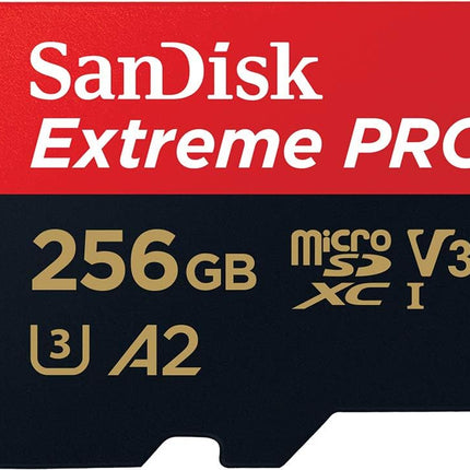 بطاقة SanDisk Extreme PRO microSD UHS-I بسعة 512 جيجابايت للفيديو بدقة 4K على الهواتف الذكية وكاميرات الحركة والطائرات بدون طيار، سرعة قراءة 200 ميجابايت/ثانية، سرعة كتابة 140 ميجابايت/ثانية، SDSQXCD-512G-GN6MA، أحمر/أسود