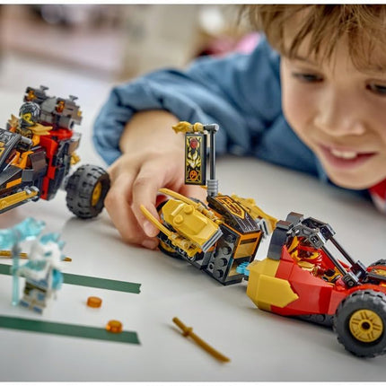 LEGO NINJAGO Kai and Cole's Combiner Vehicles 71864 Ninja Car & Motorbike Toy, 3 Minifigures incl. Kai & Cole with Katanas, Gift for 7+ Year Old Boys & Girls, 394 Pieces