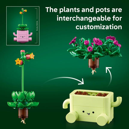 LEGO Botanicals Rocking Plants 11506 Artificial Flowers Set, 2 Faux Plants & Pastel Pots, Bedroom Decor, Gift for 9+ Year Old Girls & Boys, 253 Pieces
