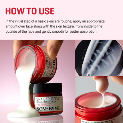 Some By Mi Snail Truecica Miracle Repair Cream | 60g | Made From Snail Mucin For Sensitive Skin | Daily Repair Face Moisturizer For Acne Marks & Strengthen Skin Barrier