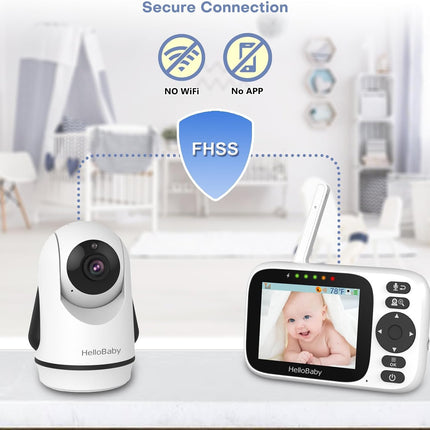 HelloBaby Baby Monitor Camera and Audio, Baby Camera No WiFi - 3.2” Screen