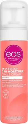 eos Shea Better Shave Cream for Women, Pink Citrus, 24HR Moisture Skin Care Lotion, 7 fl oz