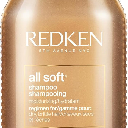 Redken All Soft Shampoo | Gently Cleanses & Softness Dry Hair | 300ml Professional formula with argan oil & moisture complex that gently cleanses, softens & is safe for color-treated hair