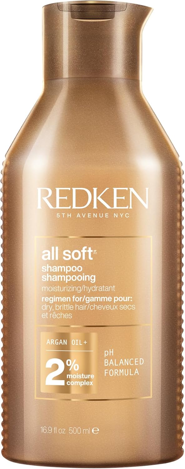 Redken All Soft Shampoo | Gently Cleanses & Softness Dry Hair | 300ml Professional formula with argan oil & moisture complex that gently cleanses, softens & is safe for color-treated hair