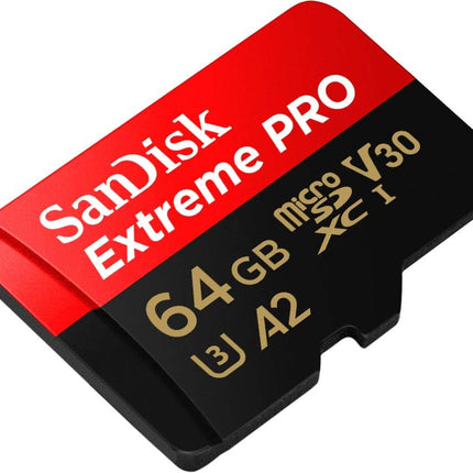بطاقة SanDisk Extreme PRO microSD UHS-I بسعة 512 جيجابايت للفيديو بدقة 4K على الهواتف الذكية وكاميرات الحركة والطائرات بدون طيار، سرعة قراءة 200 ميجابايت/ثانية، سرعة كتابة 140 ميجابايت/ثانية، SDSQXCD-512G-GN6MA، أحمر/أسود