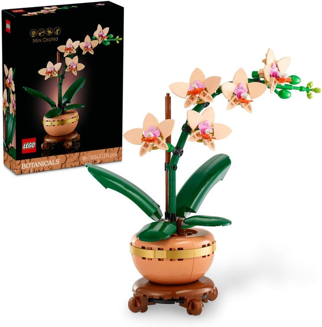 LEGO Botanicals Mini Orchid 10343 Artificial Flowers, Terracotta-Style Flowerpot, Set for Adults, Home Decor, DIY Gift Idea, 274 Pieces