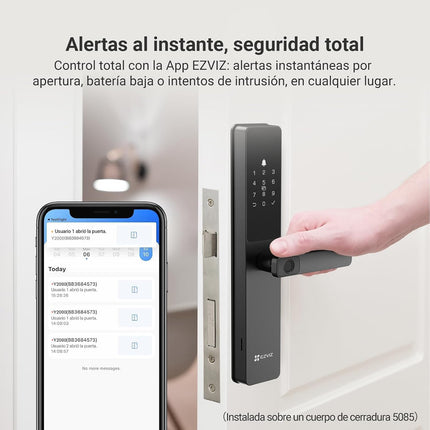 EZVIZ Smart Lock Y2000, 7-in-1 Smart Door Lock, Built-in Wifi Fingerprint Access, Weather-Resistant, Child Safety Lock for Apartment, Villa, Office (Black-Gre, 6068 Mortise)