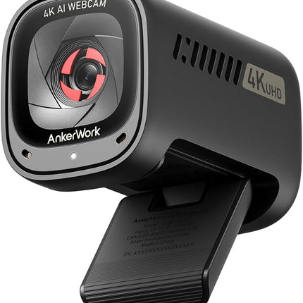 AnkerWork C310 4K Webcam for PC, 12 Megapixel, AI Auto Focus, AI Framing, AI Noise Canceling Mic, Built-In Privacy Cover, Adjustable FOV, 1080p@60FPS HDR, USB Webcam for Video Calls and Livestreams
