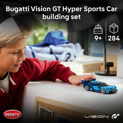 LEGO Speed Champions Bugatti Vision GT Hyper Sports Car 77253 Race Car Toy, Collectible Driver Minifigure, Gaming Model Kit, Gift for 9+ Year Old Boys & Girls, 284 Pieces