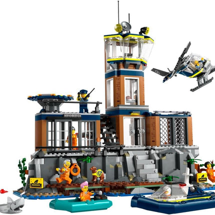 LEGO City Police Prison Island 60419 Police Toy, Helicopter, Boat, 7 Minifigures plus Dog & Shark Figures, Gift for 7+ Year Old Boys & Girls, 980 Pieces