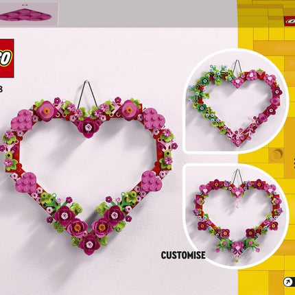 LEGO Iconic Heart Ornament 40638 Display Model with Flowers, Leaves & Hearts, Arts & Crafts Kit, Gift for 9+ Year Old Boys & Girls, 254 Pieces