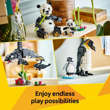 LEGO Creator 3in1 Wild Animals: Panda Family 31165 Panda Family Transforms into Penguins or Orca, Animal Toys, Gift for 8+ Year Old Boys & Girls, 626 Pieces
