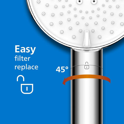 Philips ASH1516 Shower Head with Filter, Effectively Removes Chlorine and Other Large Particles, Three Spray Modes, Pressure Enhancing Design, 1 Month Filter Capacity, Chrome