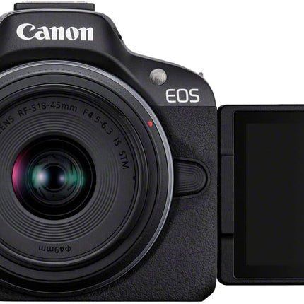 Canon EOS R50 Mirrorless Camera, Black + RF-S 18-45mm F4.5-6.3 IS STM Lens + Backpack + SD Card (Upgraded M50 Mark II Model)