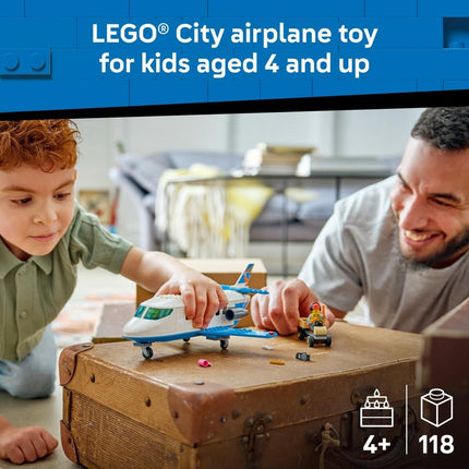 LEGO City Passenger Jet 60492 Plane Model Kit, 4 Minifigures & Travel Accessories, Educational Set, Gift for 4+ Year Old Boys & Girls, 118 Pieces