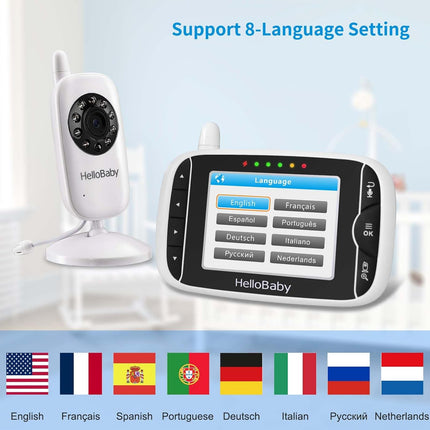 HelloBaby Baby Monitor Camera and Audio, 3.2 Inch Baby Camera Monitor
