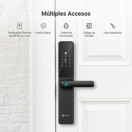 EZVIZ Smart Lock Y2000, 7-in-1 Smart Door Lock, Built-in Wifi Fingerprint Access, Weather-Resistant, Child Safety Lock for Apartment, Villa, Office (Black-Gre, 6068 Mortise)
