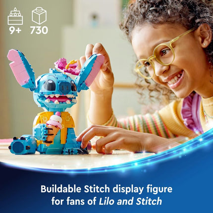 LEGO Disney Stitch 43249 Play & Display Figure, Ice-Cream Cone & Flower, Building Toy, Gift for 9+ Year Old Girls & Boys, 730 Pieces