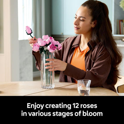 LEGO Botanicals Bouquet of Pink Roses 10374 Artificial Flowers, Baby's Breath Sprigs, Building Set for Adults, Home Decor, DIY Gift Idea, 789 Pieces