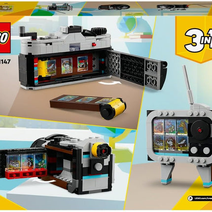 LEGO Creator 3in1 Retro Camera 31147 Retro Camera to Video Camera to TV, Desk or Bedroom Decor, Gift for 8+ Year Old Boys & Girls, 261 Pieces
